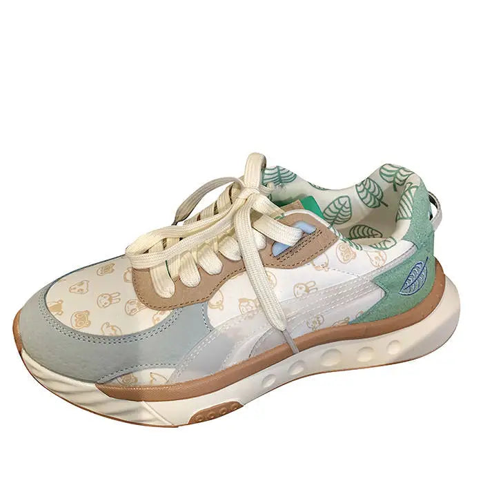 Leaf print vegan naturecore sneakers - Y2k Empire