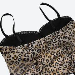 Leopard mesh lace tie-front top - Y2k Empire