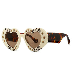 Leopard print heart-shaped sunglasses - Y2k Empire