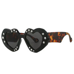 Leopard print heart-shaped sunglasses - Y2k Empire