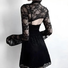 Nocturnal elegance lace-up top - Y2k Empire