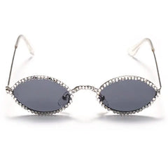 Oval frame sunglasses with rhinestone trim - Y2k Empire