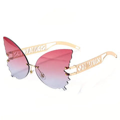 Oversized butterfly frame sunglasses with ombre lenses - Y2k Empire