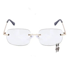 Oversized frame sunglasses with lightning charm - Y2k Empire