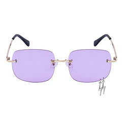 Oversized frame sunglasses with lightning charm - Y2k Empire