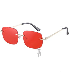 Oversized frame sunglasses with lightning charm - Y2k Empire