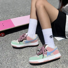 Pastel color block vegan sneakers - Y2k Empire