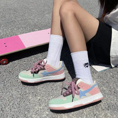 Pastel color block vegan sneakers - Y2k Empire