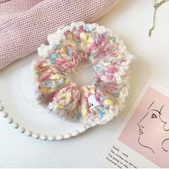 Pastel crochet scrunchie for adding aesthetic flair - Y2k Empire