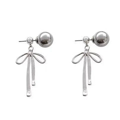 Pearl bow pendant earrings - Y2k Empire