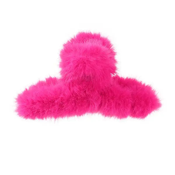 Pink fuzzy y2k hair claw 12cm - trendy hair accessory - Y2k Empire