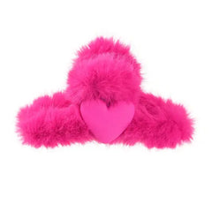 Pink fuzzy y2k hair claw 12cm - trendy hair accessory - Y2k Empire