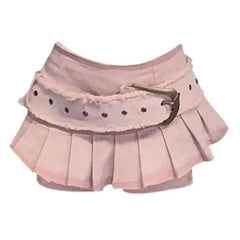 Pink y2k aesthetic ruffled micro skort - Y2k Empire