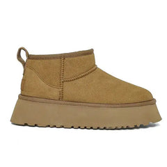 Platform sheepskin vegan leather boots - Y2k Empire