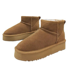 Platform sheepskin vegan leather boots - Y2k Empire