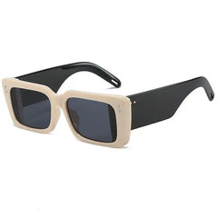 Rectangular thin frame tinted sunglasses - Y2k Empire