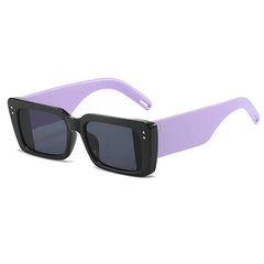 Rectangular thin frame tinted sunglasses - Y2k Empire