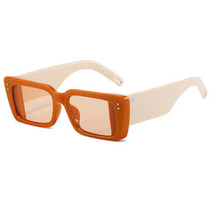 Rectangular thin frame tinted sunglasses - Y2k Empire