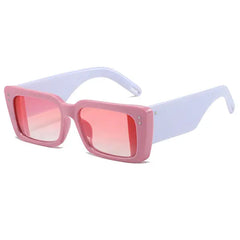 Rectangular thin frame tinted sunglasses - Y2k Empire