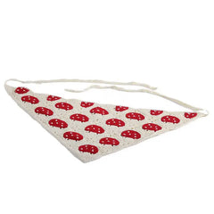 Red mushroom print crochet bandana with adjustable string ties - Y2k Empire