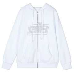 Retro rhinestone y2k hoodie - Y2k Empire