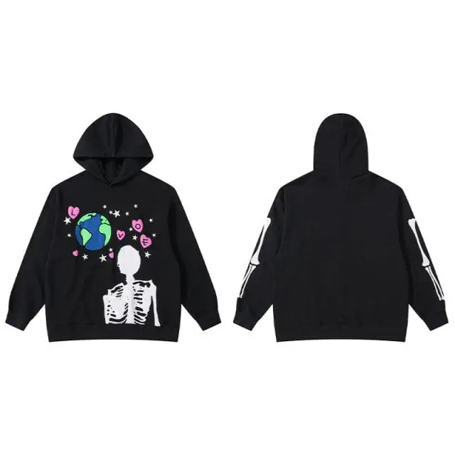 Retro y2k skeleton hoodie - Y2k Empire