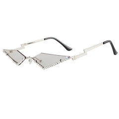 Rhinestone trim triangle sunglasses - Y2k Empire