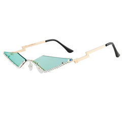 Rhinestone trim triangle sunglasses - Y2k Empire