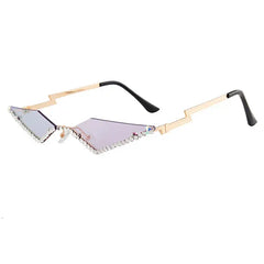 Rhinestone trim triangle sunglasses - Y2k Empire