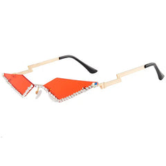 Rhinestone trim triangle sunglasses - Y2k Empire