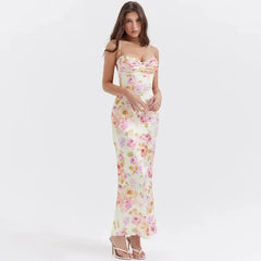 Satin floral print dress - Y2k Empire