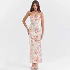 Satin floral print dress - Y2k Empire