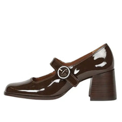 Saturday school vegan leather mary janes - block heel & adjustable buckle - Y2k Empire