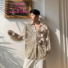 Shimmery sequin sheer shirt - Y2k Empire