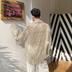 Shimmery sequin sheer shirt - Y2k Empire