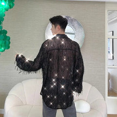 Shimmery sequin sheer shirt - Y2k Empire