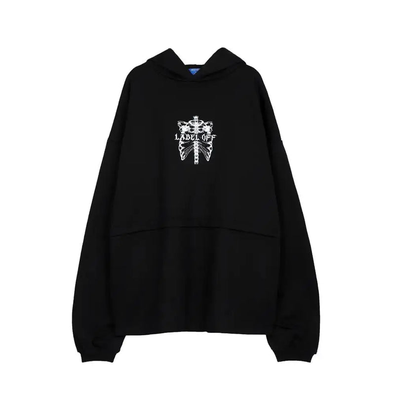 Skeleton motif y2k hoodie - Y2k Empire