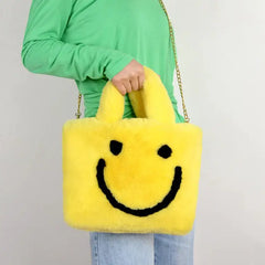 Smiley face fuzzy handbag - Y2k Empire