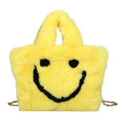 Smiley face fuzzy handbag - Y2k Empire