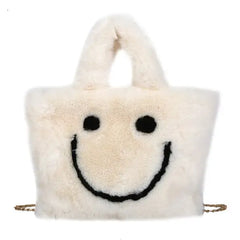 Smiley face fuzzy handbag - Y2k Empire