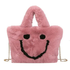 Smiley face fuzzy handbag - Y2k Empire