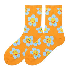 Smiley floral cotton socks - Y2k Empire