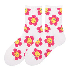 Smiley floral cotton socks - Y2k Empire