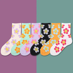 Smiley floral cotton socks - Y2k Empire