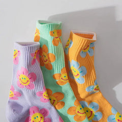 Smiley floral cotton socks - Y2k Empire