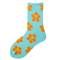 Smiley floral cotton socks - Y2k Empire