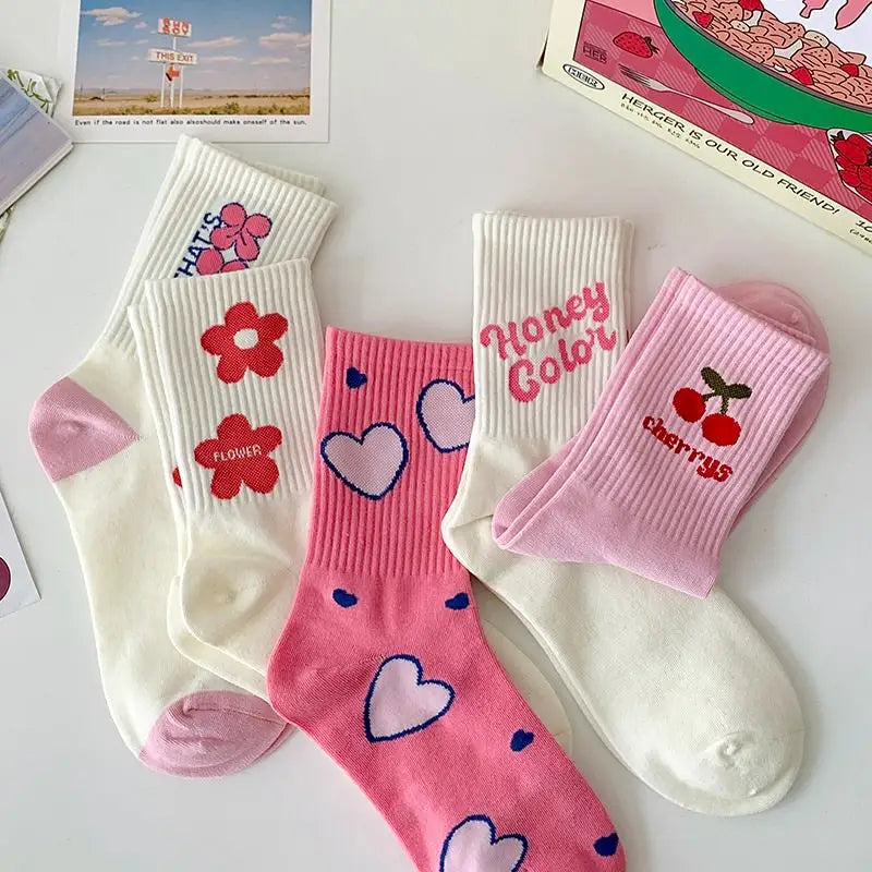 Socks galore: fruity, love-themed and playful set - Y2k Empire