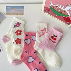 Socks galore: fruity, love-themed and playful set - Y2k Empire