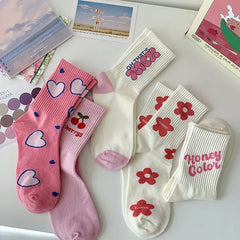 Socks galore: fruity, love-themed and playful set - Y2k Empire