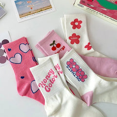 Socks galore: fruity, love-themed and playful set - Y2k Empire